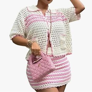 Crochet Skirt & Cardigan Set